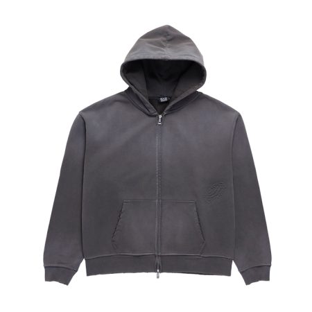 Distressed Razor Zip Hood – Sunfade Charcoal