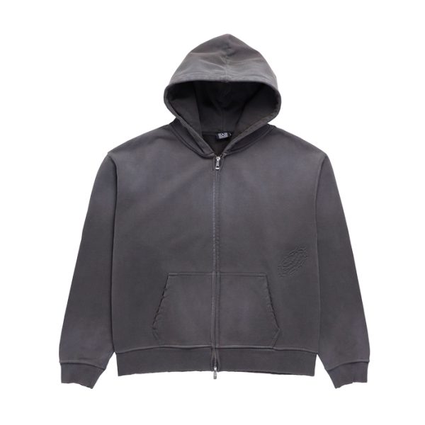 Distressed Razor Zip Hood – Sunfade Charcoal