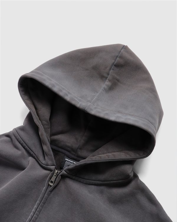 Distressed Razor Zip Hood – Sunfade Charcoal - Image 2
