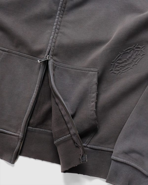 Distressed Razor Zip Hood – Sunfade Charcoal - Image 5