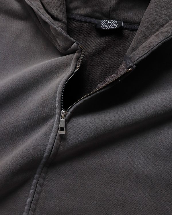 Distressed Razor Zip Hood – Sunfade Charcoal - Image 7
