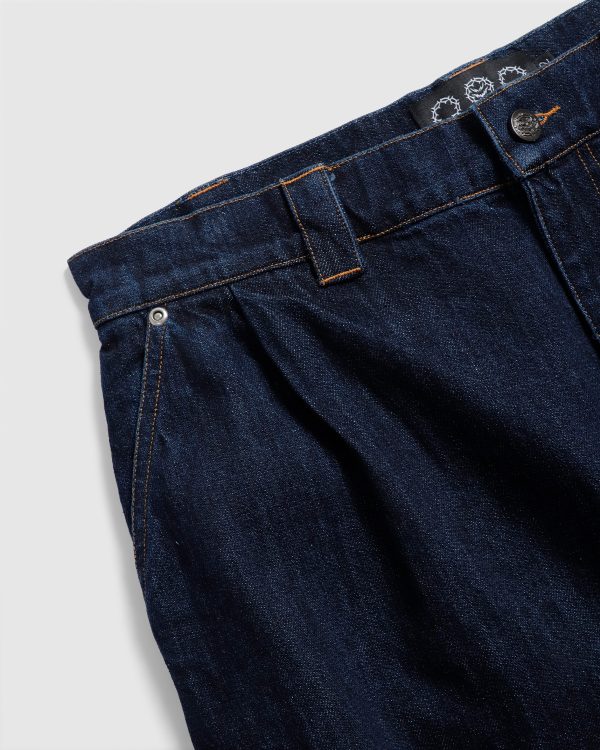 Rivet Pleated Pant – Indigo Denim - Image 3